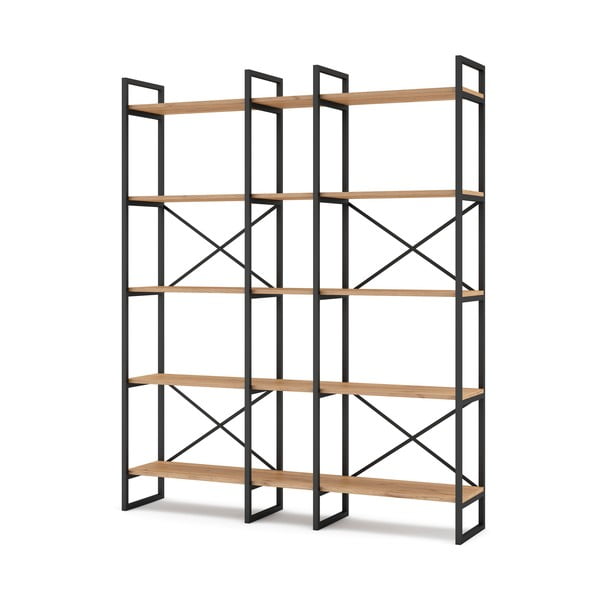 Must/loomulik tammepuust riiul 144x175 cm Dusan - Marckeric-image-2