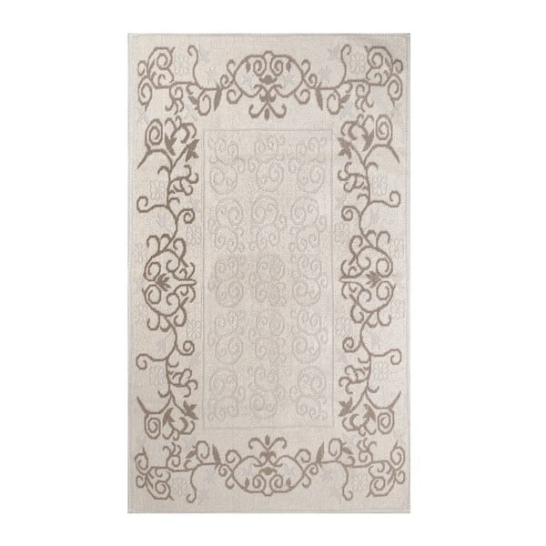 Krémový koberec s příměsí bavlny Orchid Kahve, 100 x 150 cm
