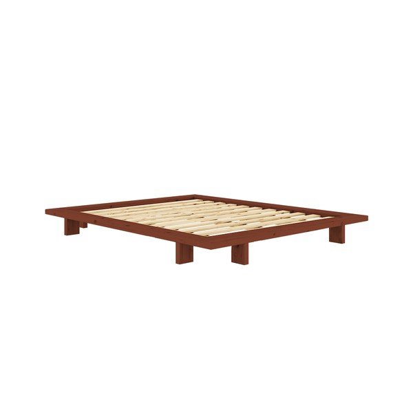 Terrakottapunane männipuidust kaheinimesevoodi koos voodipõhjaga, ilma peatsita 140x200 cm Japan - Karup Design