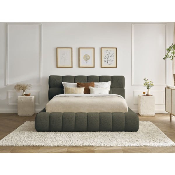 Roheline polsterdatud kaheinimesevoodi koos panipaiga ja voodipõhjaga 160x200 cm Mont Blanc - Bobochic Paris-image-1