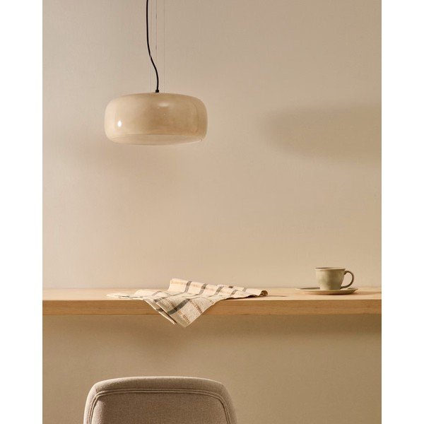 Hallikasbeež LED-rippvalgusti klaasist varjuga ø 38 cm Reig - Kave Home-image-3