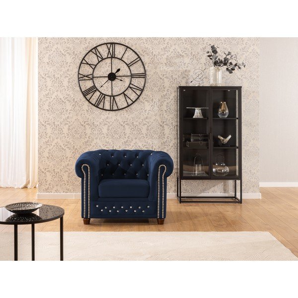 Sinine sametist chesterfieldi tool York Blik - Ropez-image-1