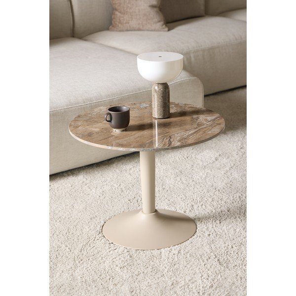 Pruun ümmargune diivanilaud keraamilise pealispinnaga ø 60 cm Malta - Actona-image-1