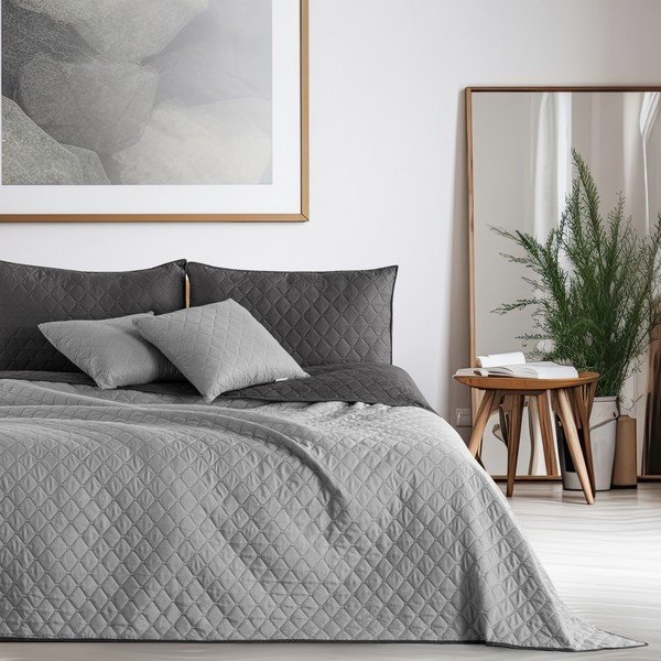 Hall kahepoolne mikrofiibervoodiplaat Charcoal Silver, 170 x 270 cm Axel - DecoKing-image-2