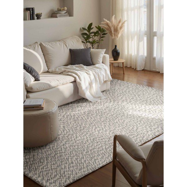 Helehall/kreemikas käsitsi kootud villane vaip 160x230 cm Lyon Beans - Elle Decoration-image-1