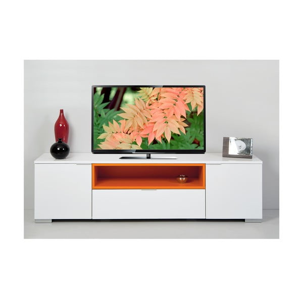 Televizní stolek Grand, bílý/oranžový