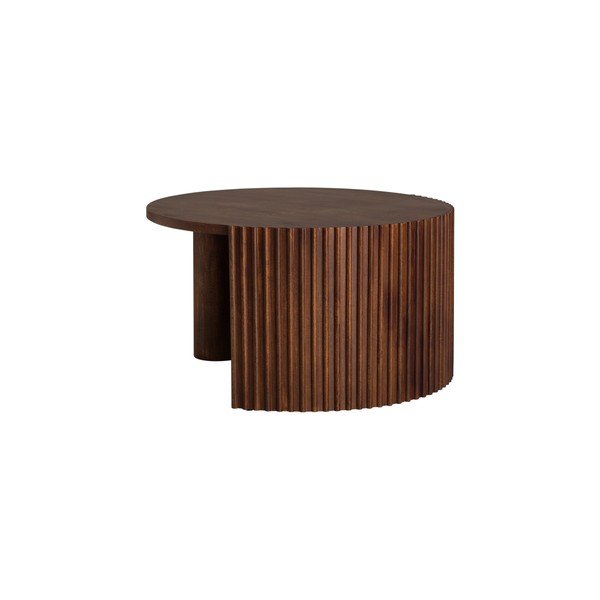 Ümmargune kohvilaud mangopuidust pealispinnaga, tume naturaalne värv, ø 80 cm Bisselina - Ellos Home-image-3