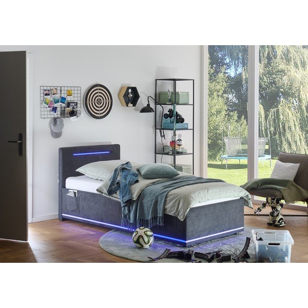 Tumehall polsterdatud lastevoodi ilma voodipõhjata 90x200 cm Circle - Meise Möbel-image-1