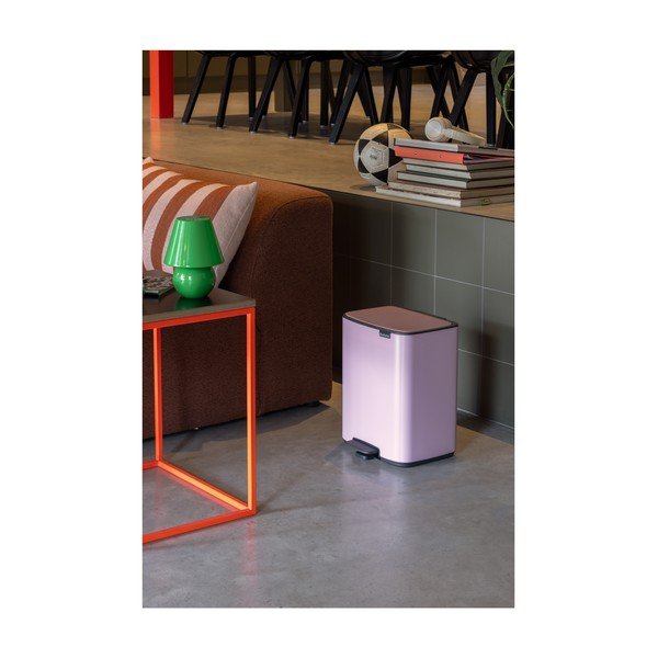 Roosa terasest prügikast 12 l Bo - Brabantia-image-1