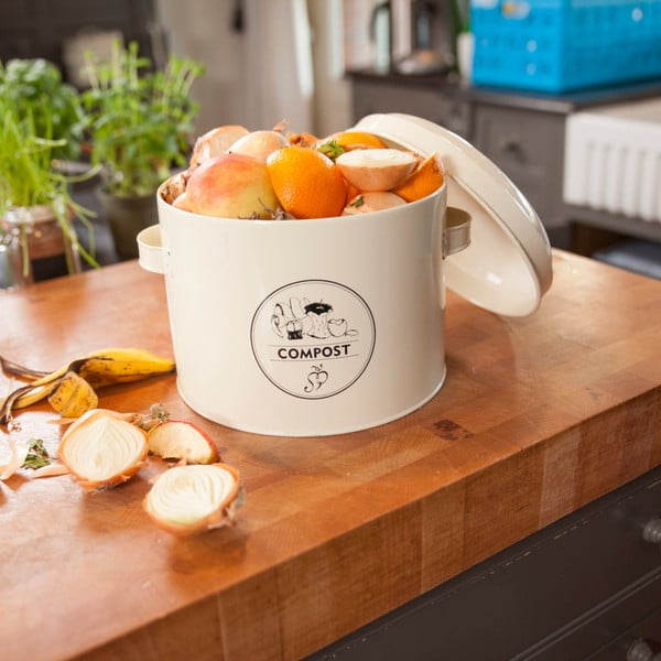 Valge kompostitav jäätmekonteiner 6,3 l Vintage - Esschert Design-image-1