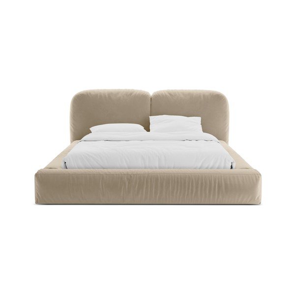 Beež polsterdatud kaheinimesevoodi koos panipaiga ja voodipõhjaga 200x200 cm Martina - Micadoni-image-4