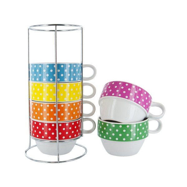 Sada 6 hrnků se stojánkem Café Latte Mini Dots-image-1
