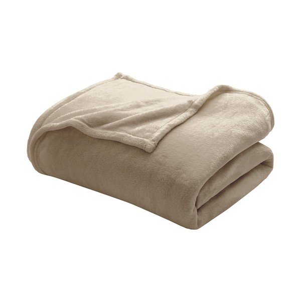 Taupe mikroflanelltekk 220x240 cm Flanou - douceur d'intérieur