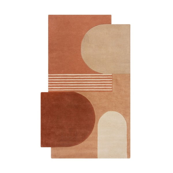 Terrakottapunane käsitsi kootud villane vaip 150x240 cm Lozenge Terracotta - Flair Rugs