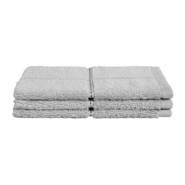 Sada 3 šedých ručníků na ruce z organické bavlny Seahorse, 160 x 210 cm