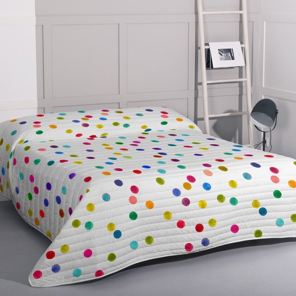 Valge puuvillane tepitud voodikate 240x260 cm Confetti - Happy Friday-image-1