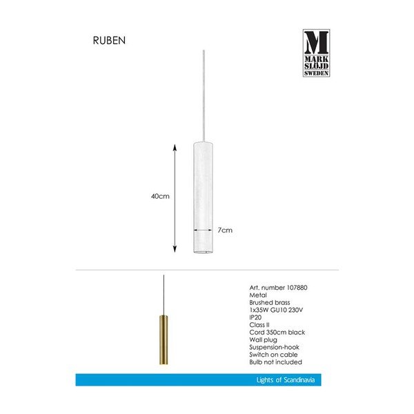 Kuldne rippvalgusti metallvarjuga – Markslöjd-image-1