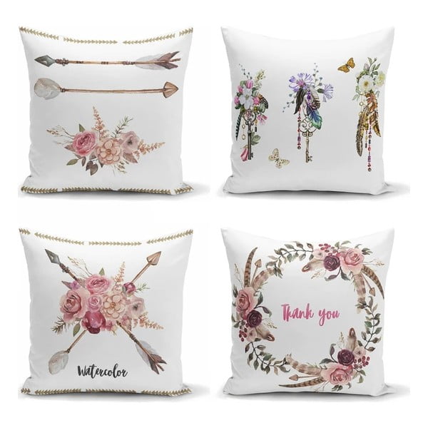 4 dekoratiivse padjapüüri komplekt Flower Key, 45 x 45 cm - Minimalist Cushion Covers