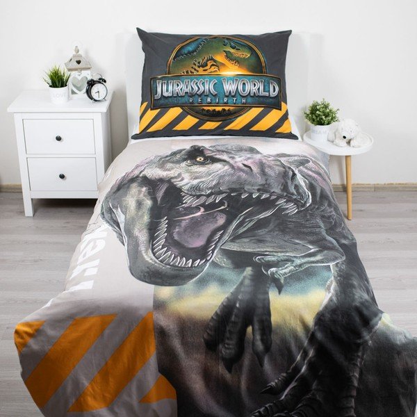 Puuvillane laste voodipesu üheinimesevoodile 140x200 cm Jurassic World "T-Rex" - Jerry Fabrics-image-1
