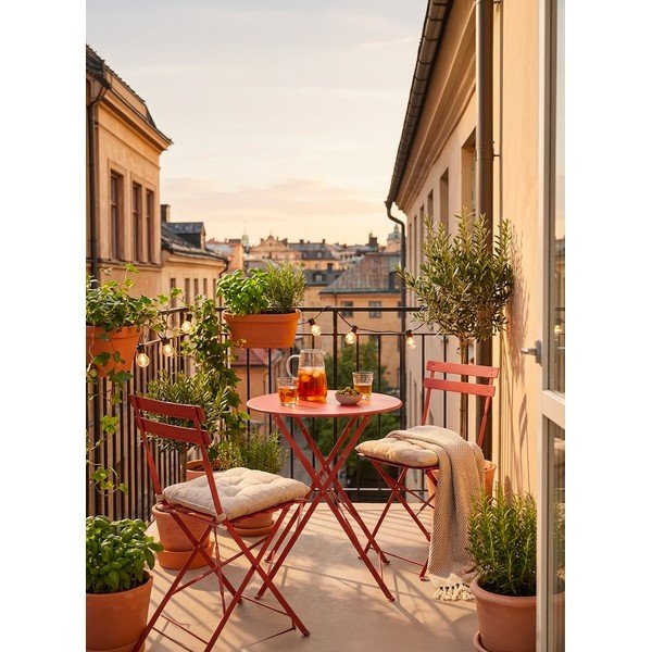 Terrakota värvi terasest aia söögimööbli komplekt kahele Austin - Bizzotto-image-1