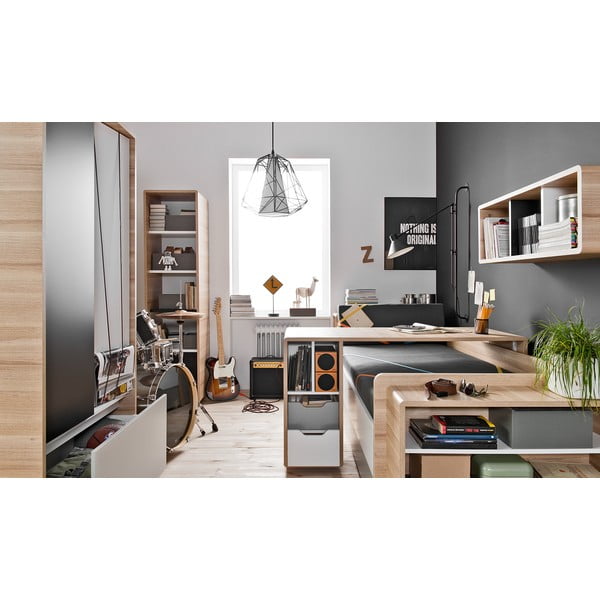 Jednolůžková postel s bílými a šedými detaily Vox Evolve, 90 x 200 cm-image-4