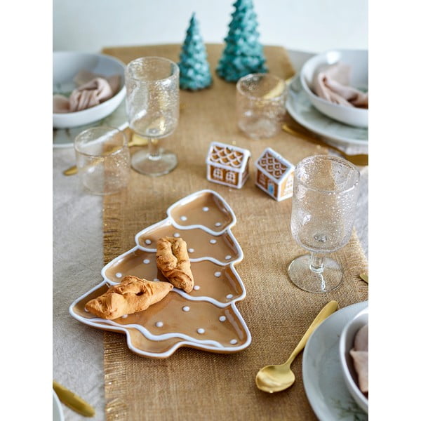 Helepruun keraamiline serveerimistaldrik jõulumotiiviga Ginnie - Bloomingville-image-1