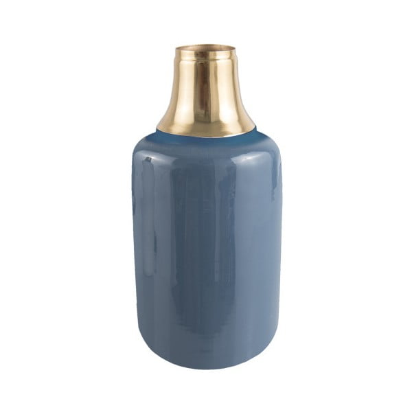 Modrá váza s detailem ve zlaté barvě PT LIVING Shine, výška 33 cm