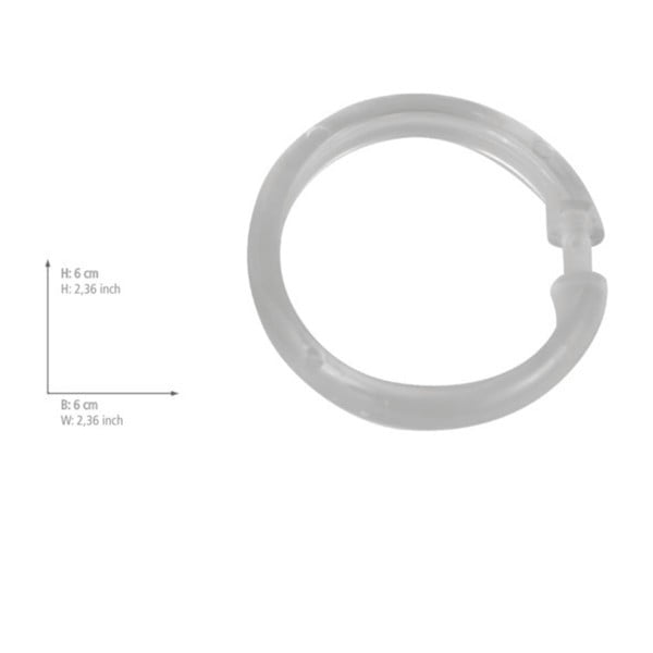 12 läbipaistva plastikust rõnga komplekt dušikardinale - Wenko-image-1