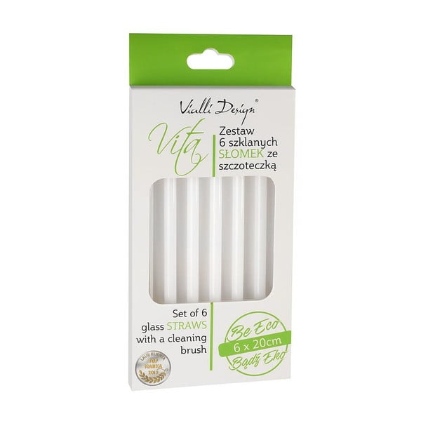 6 valge klaasist joogipillide komplekt, pikkus 20 cm. - Vialli Design-image-2