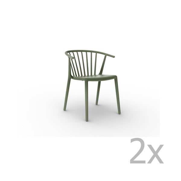 Sada 2 zelených jídelních židlí Resol Woody