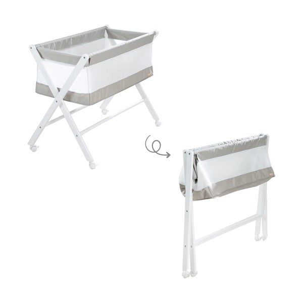 Valge kokkupandav ratastel häll 90x45 cm - Roba-image-3