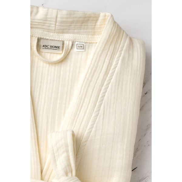 Kreem musliinist hommikumantel, suurus S/M Kimono - Foutastic-image-2