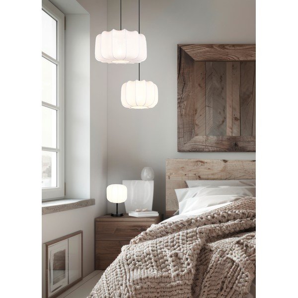 Valge metallist ripplamp tekstiilist varjuga, ø 40 cm Madleine - Reality-image-1