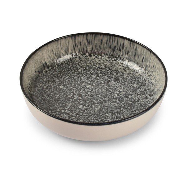 Must/kreemjas sügav kivikeraamiline taldrik ø 18,5 cm Gravel - ONA