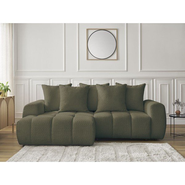 Khaki värvi bukleekangast panipaigaga nurgadiivanvoodi (vasak nurk) Roxelane - Bobochic Paris-image-1