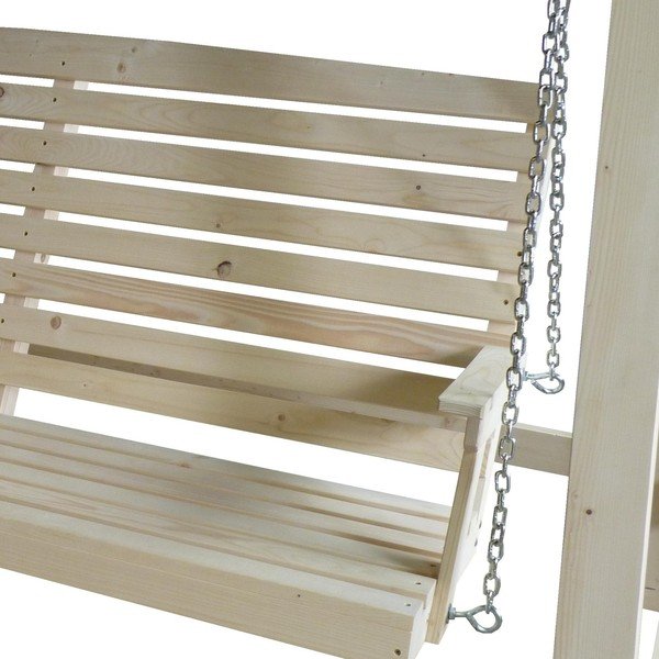 Dřevěná zahradní houpačka Lucas pro 4 osoby, přírodní rám/černý přístřešek-image-2