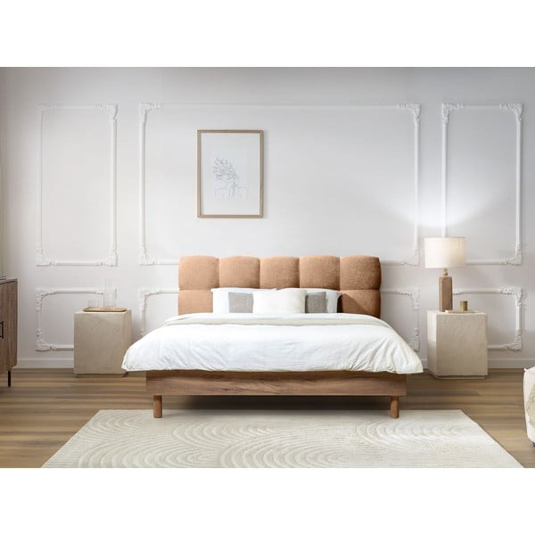 Heleroosa polsterdatud kaheinimesevoodi koos voodipõhjaga 160x200 cm Kumo - Bobochic Paris-image-1