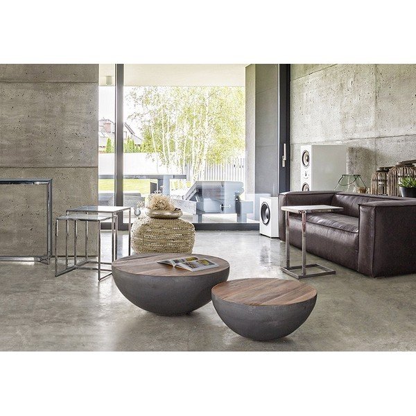 Hall/naturaalne metall ümmargune kohvilaud ø 70 cm Lancaster - Bizzotto-image-1