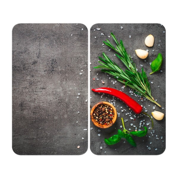 Karastatud klaasist pliidikatte komplekt 2 tk 52x30 cm Rosemary - Maximex