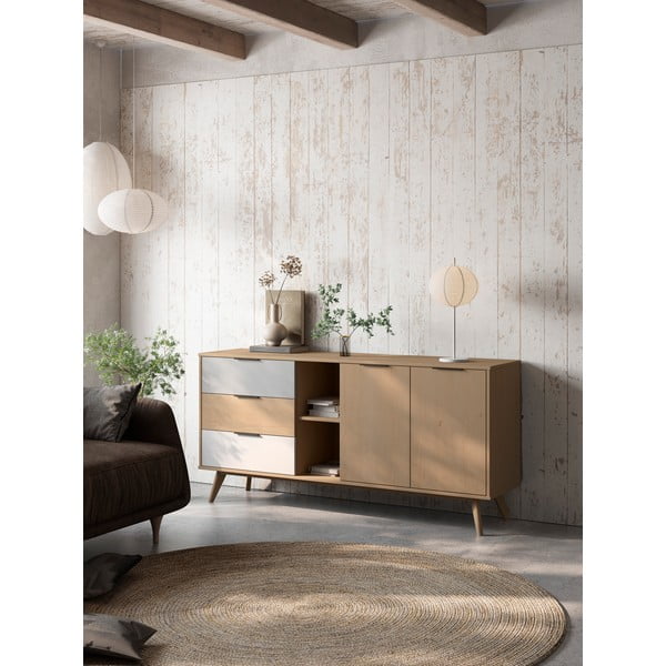 Madal kapp männipuidust naturaalses värvitoonis 165x81 cm Elfa - Marckeric-image-1