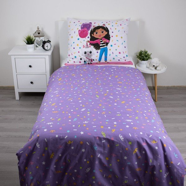 Puuvillane laste voodipesu üheinimesevoodile 140x200 cm Gabby's Dollhouse "Confetti" - Jerry Fabrics-image-2