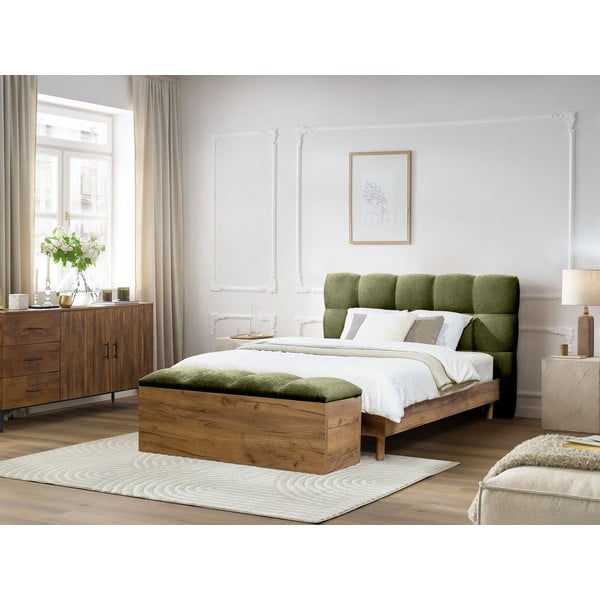 Roheline polsterdatud kaheinimesevoodi koos voodipõhjaga 180x200 cm Kumo - Bobochic Paris-image-4