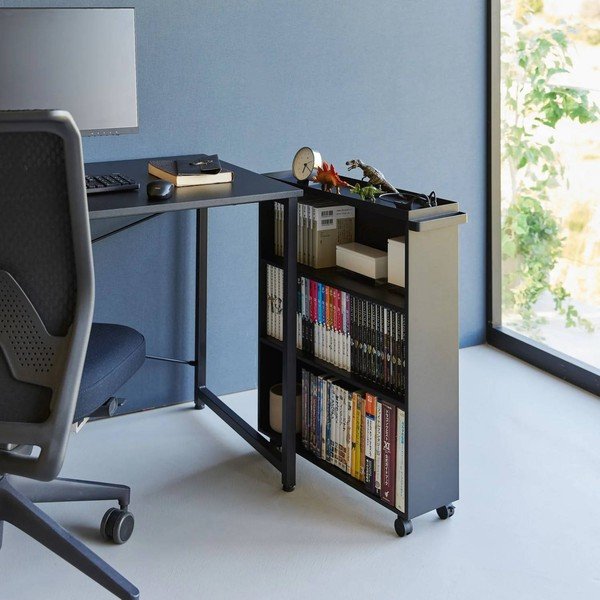 Must metallist mobiilne riiul 59x70x16 cm Tower - YAMAZAKI-image-3