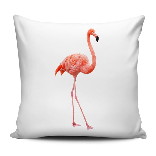 Bílý polštář Home de Bleu Flamingo, 43 x 43 cm