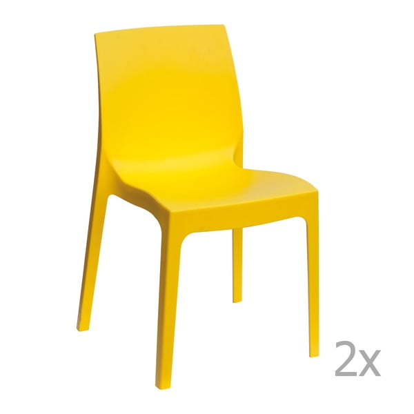 Sada 2 žlutých jídelních židlí Castagnetti Rome