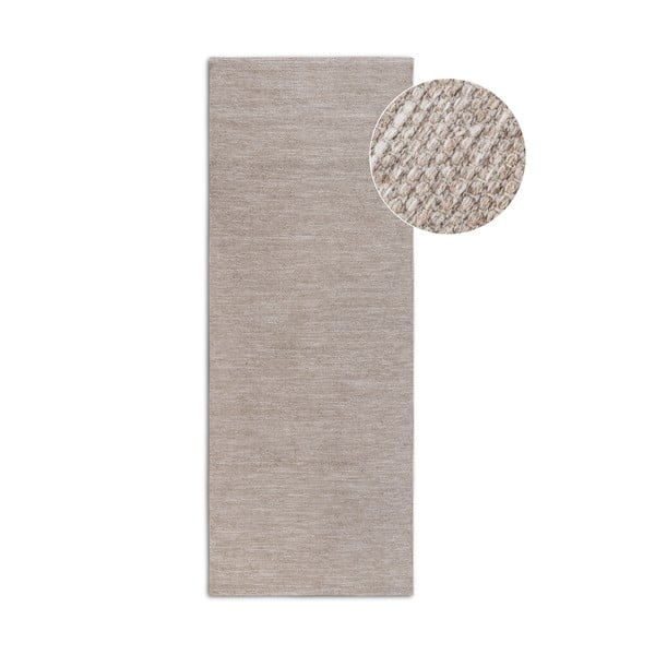 Beež käsitsi kootud villaseguga vaip 80x200 cm Pradesh Linen White - Elle Decoration