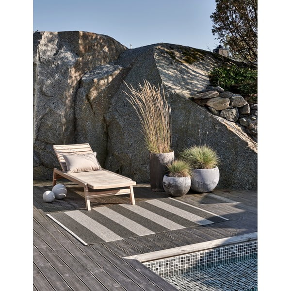 Antratsiitne-kreem sise/välisvaip 70x150 cm Bob Charcoal Linen – Pappelina-image-1