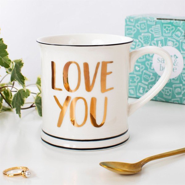 Valge portselanist kruus, 400 ml Love You - Sass & Belle-image-1