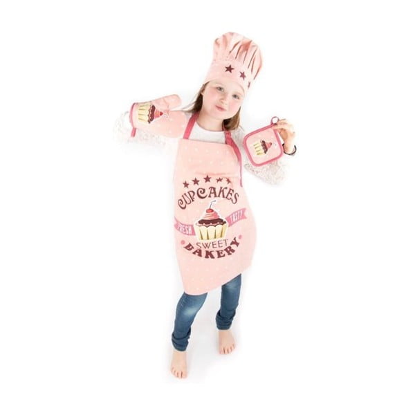 Puuvillane laste köögikomplekt 4 tk Cupcakes - Tiseco Home Studio