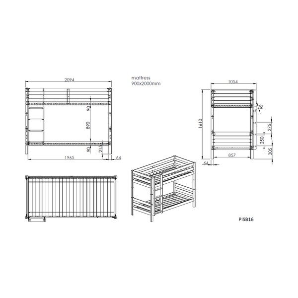 Valge laste narivoodi 90x200 cm Pino - Vipack-image-4